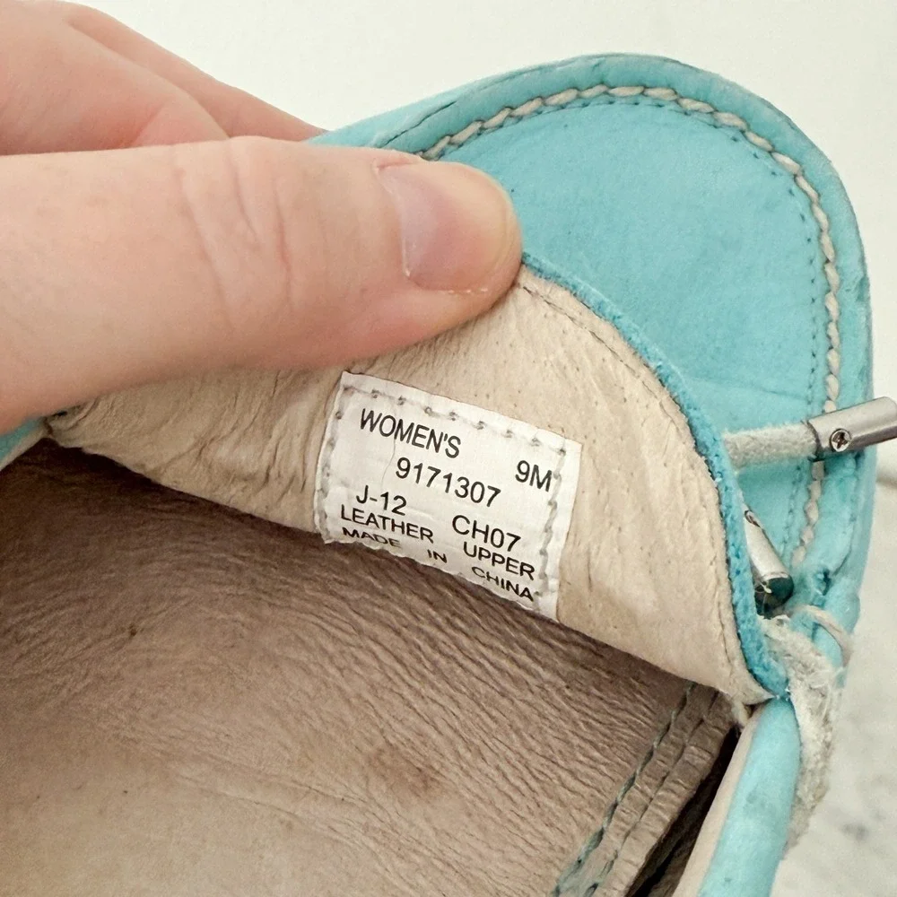 Coastal Preppy Sperry Top-Sider Driving Loafers 9M Blue Leather Moc Toe Slip On